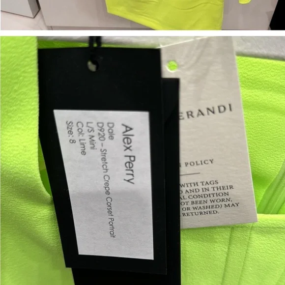 Alex Perry Dale Stretch Crepe Corset Potrait Dress in Lime sz 8 UK 4 US - Picture 8 of 8